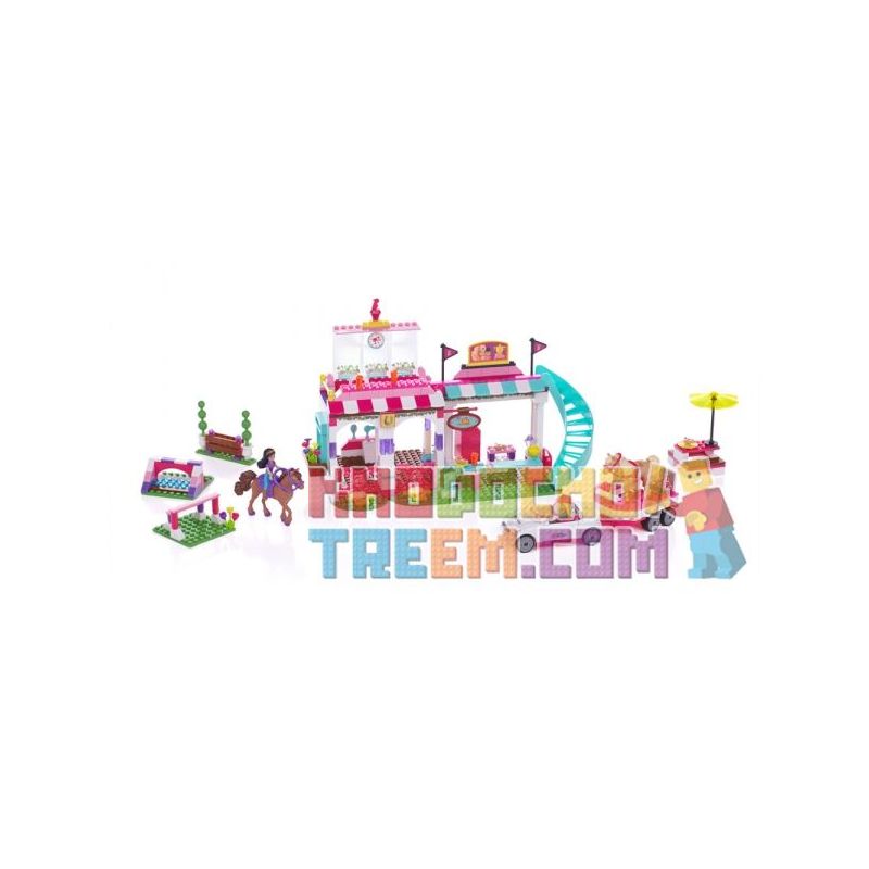 MEGA BLOKS 80250 non  THI ĐUA NGỰA bộ đồ chơi xếp lắp ráp ghép mô hình  HORSE EVENT Các Bạn Gái 370 khối