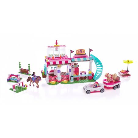 MEGA BLOKS 80250 non  THI ĐUA NGỰA bộ đồ chơi xếp lắp ráp ghép mô hình  HORSE EVENT Các Bạn Gái 370 khối