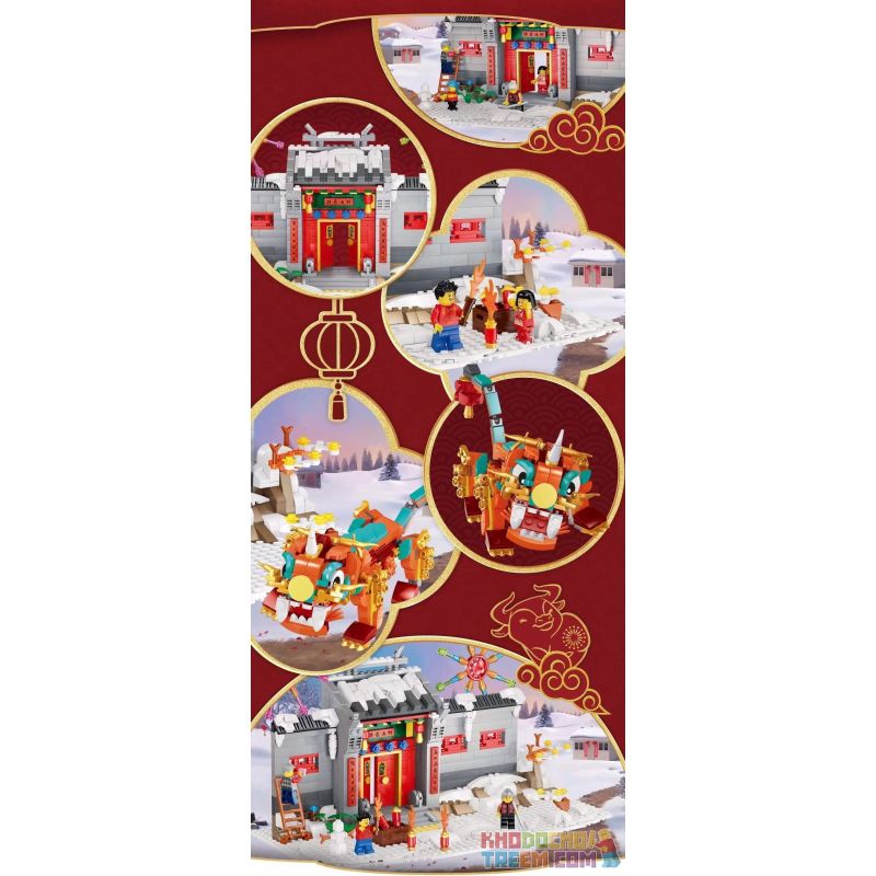 NOT  STORY OF NIAN 80106 TAURUS 66005 xếp lắp ráp ghép mô hình CÂU CHUYỆN CỦA NIAN NIÊN Seasonal Mùa Lễ Hội 1067 khối