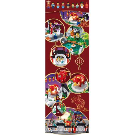 NOT  SPRING LANTERN FESTIVAL 80107 7187 TAURUS 66006 xếp lắp ráp ghép mô hình LỄ HỘI ĐÈN LỒNG MÙA XUÂN Seasonal Mùa Lễ Hội 1793 khối