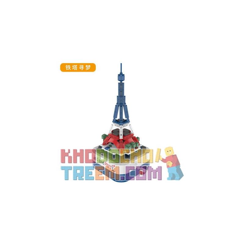 JAKI JK1205 1205 non  MƠ THẤY THÁP EIFFEL Ở PHÁP bộ đồ chơi xếp lắp ráp ghép mô hình Creator DIY MUSIC BOX Sáng Tạo 316 khối