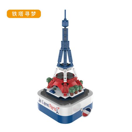 JAKI JK1205 1205 non  MƠ THẤY THÁP EIFFEL Ở PHÁP bộ đồ chơi xếp lắp ráp ghép mô hình Creator DIY MUSIC BOX Sáng Tạo 316 khối