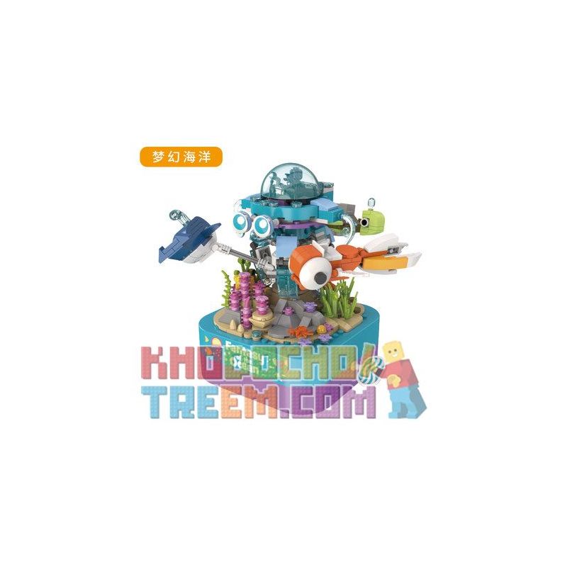 JAKI JK1501 1501 non  ĐẠI DƯƠNG MỘNG MƠ bộ đồ chơi xếp lắp ráp ghép mô hình Creator DIY MUSIC BOX FANTASY OF THE OCEAN Sáng Tạo 515 khối