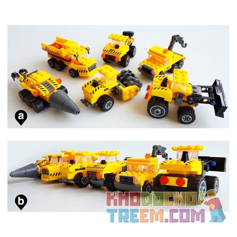 Bozhi 8035 8036 8037 8038 8039 8060 non  6 LOẠI XE CÔNG TRÌNH ĐÔ THỊ MINI bộ đồ chơi xếp lắp ráp ghép mô hình Mini Modular Đường Phố Thu Nhỏ