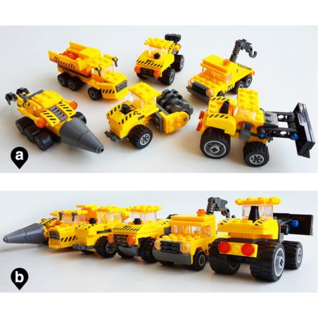 Bozhi 8035 8036 8037 8038 8039 8060 non  6 LOẠI XE CÔNG TRÌNH ĐÔ THỊ MINI bộ đồ chơi xếp lắp ráp ghép mô hình Mini Modular Đường Phố Thu Nhỏ