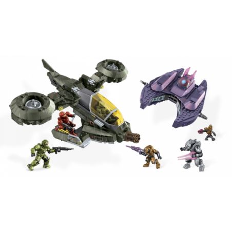 MEGA BLOKS 97123 non  UNSC HORNETS VS MA CÀ RỒNG GIAO ƯỚC bộ đồ chơi xếp lắp ráp ghép mô hình Computer Games UNSC HORNET VS. COVENANT VAMPIRE Trò Chơi 684 khối