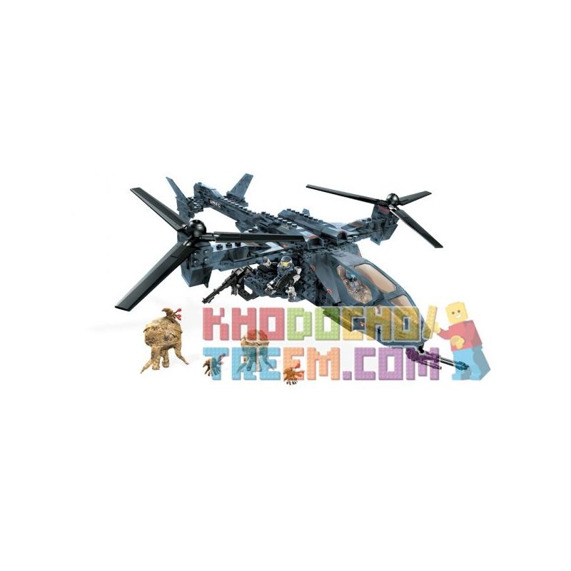 MEGA BLOKS 97173 non  TRỰC THĂNG HONGMO FALCON bộ đồ chơi xếp lắp ráp ghép mô hình Computer Games FLOOD HUNTER'S UNSC FALCON Trò Chơi 460 khối