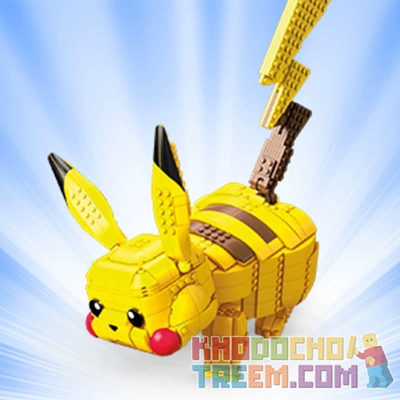 MEGA BLOKS FVK81 non  PIKACHU KHỔNG LỒ bộ đồ chơi xếp lắp ráp ghép mô hình Movie & Game JUMBO PIKACHU Phim Và Trò Chơi 802 khối