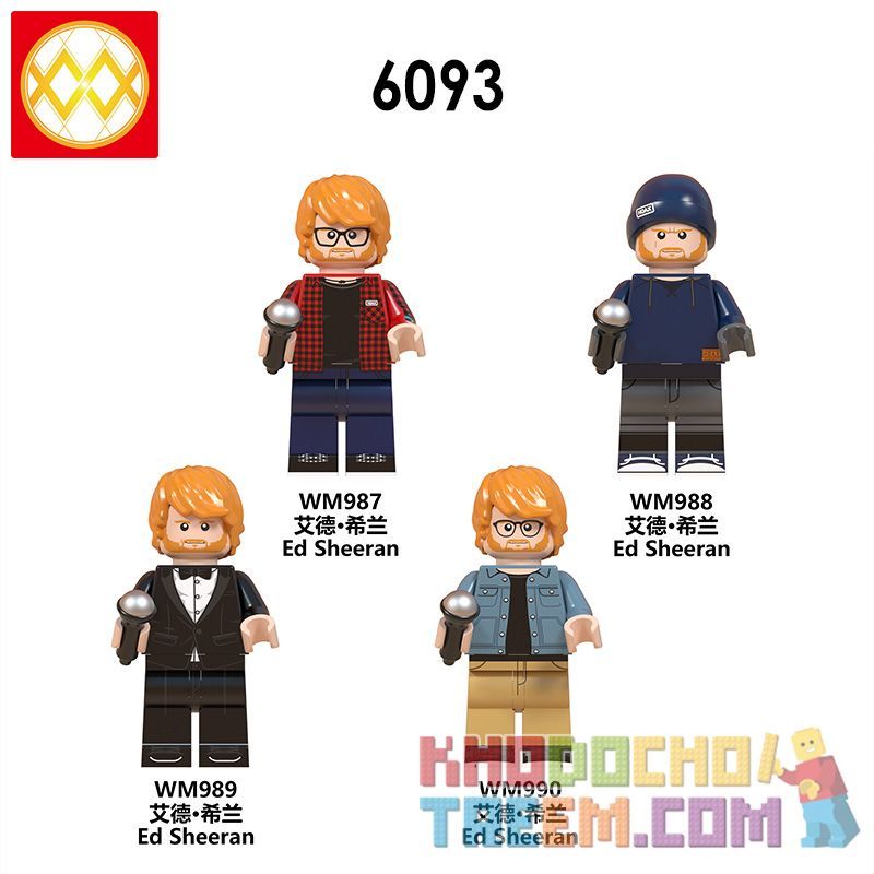 WM 987 988 989 990 6093 non  ED HIRAH. bộ đồ chơi xếp lắp ráp ghép mô hình Collectable Minifigures ED SHEERAN Búp Bê Sưu Tầm