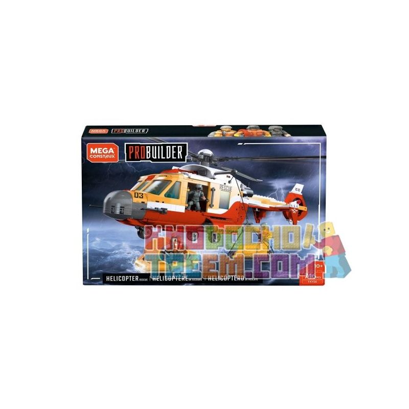 MEGA BLOKS FXY58 non  TRỰC THĂNG CỨU HỘ BỜ BIỂN bộ đồ chơi xếp lắp ráp ghép mô hình City COAST GUARD HELICOPTER RESCUE Thành Phố 746 khối