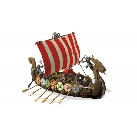 MEGA BLOKS FPH88 non  THUYỀN DÀI VIKING bộ đồ chơi xếp lắp ráp ghép mô hình Vikings VIKING LONGSHIP RAID Người Viking 995 khối