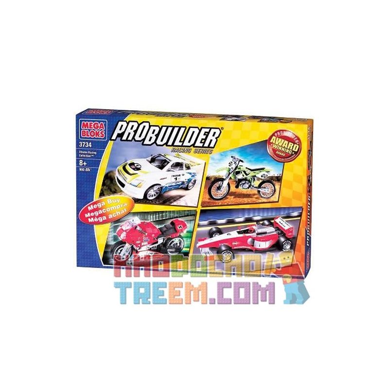 MEGA BLOKS 3734 non  BỘ SƯU TẬP ĐUA XE ĐỈNH CAO bộ đồ chơi xếp lắp ráp ghép mô hình Speed Champions Racing Cars XTREME RACING COLLECTION Đua Xe Công Thức 900 khối