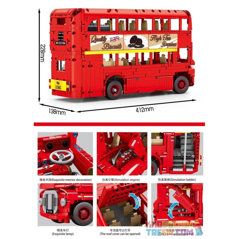SHENG YUAN SY 8850 non  XE BUÝT LUÂN ĐÔN bộ đồ chơi xếp lắp ráp ghép mô hình  LONDON BUS Kỹ Thuật Công Nghệ Cao Mô Hình Phương Tiện 1663 khối