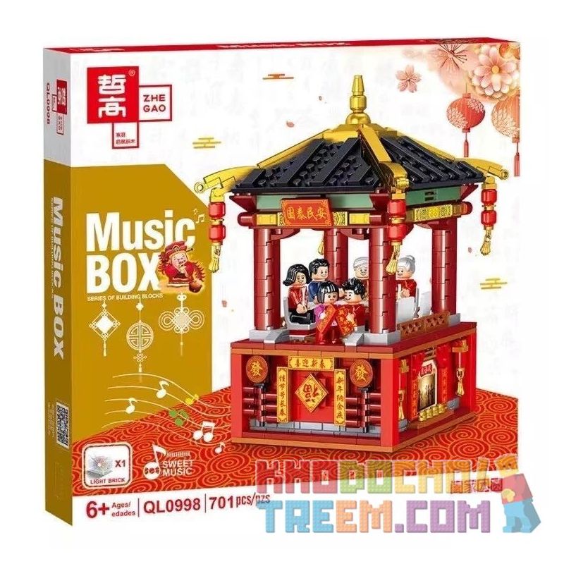 ZHEGAO QL0998 0998 non  HỌP MẶT GIA ĐÌNH bộ đồ chơi xếp lắp ráp ghép mô hình Creator MUSIC BOX Sáng Tạo 701 khối