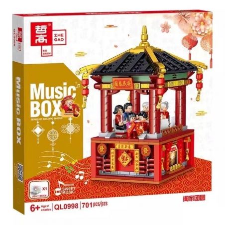 ZHEGAO QL0998 0998 non  HỌP MẶT GIA ĐÌNH bộ đồ chơi xếp lắp ráp ghép mô hình Creator MUSIC BOX Sáng Tạo 701 khối