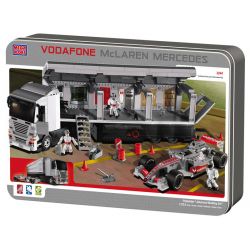MEGA BLOKS 3244 non  VODAFONE MCLAREN MERCEDES XE TẢI VẬN CHUYỂN ĐUA bộ đồ chơi xếp lắp ráp ghép mô hình Speed Champions Racing Cars VODAFONE MCLAREN MERCEDES RIG Đua Xe Công Thức 600 khối