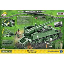 COBI 2531 non  XE PHÁO DI ĐỘNG M12 bộ đồ chơi xếp lắp ráp ghép mô hình Military Army M12 GUN MOTOR CARRIAGE Quân Sự Bộ Đội 560 khối
