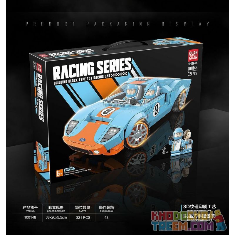 QuanGuan 100148 Quan Guan 100148 non  FORD GT40 1968. bộ đồ chơi xếp lắp ráp ghép mô hình Racers RACING Đua Tốc Độ 321 khối