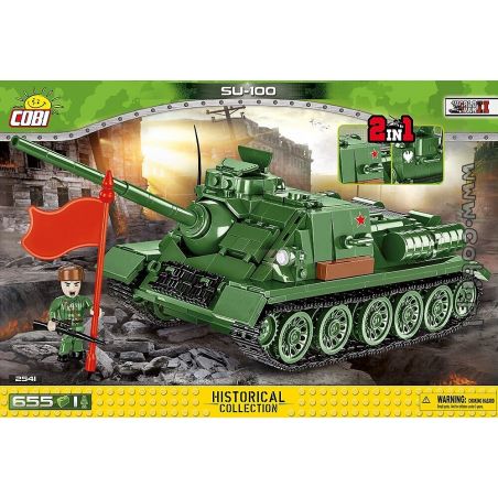 COBI CHARACTER BUILDING 2541 COBI-2541 COBI2541 non  PHÁO CHỐNG TĂNG TỰ HÀNH SU-100 bộ đồ chơi xếp lắp ráp ghép mô hình Military Army Quân Sự Bộ Đội 655 khối
