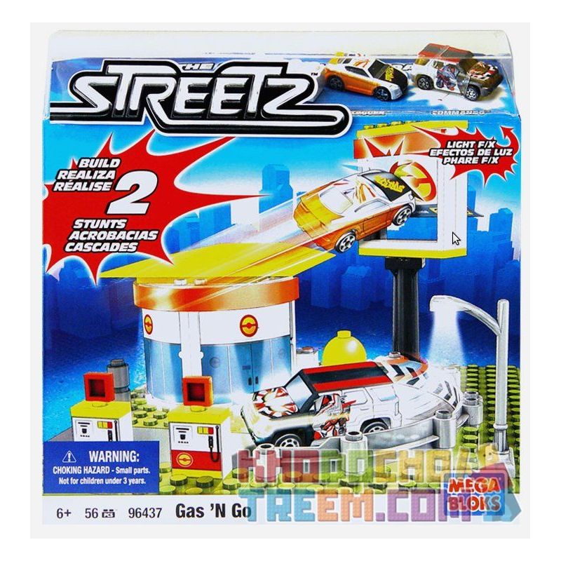 MEGA BLOKS 96437 non  KHÍ 'N ĐI bộ đồ chơi xếp lắp ráp ghép mô hình Streetz GAS 'N GO 56 khối