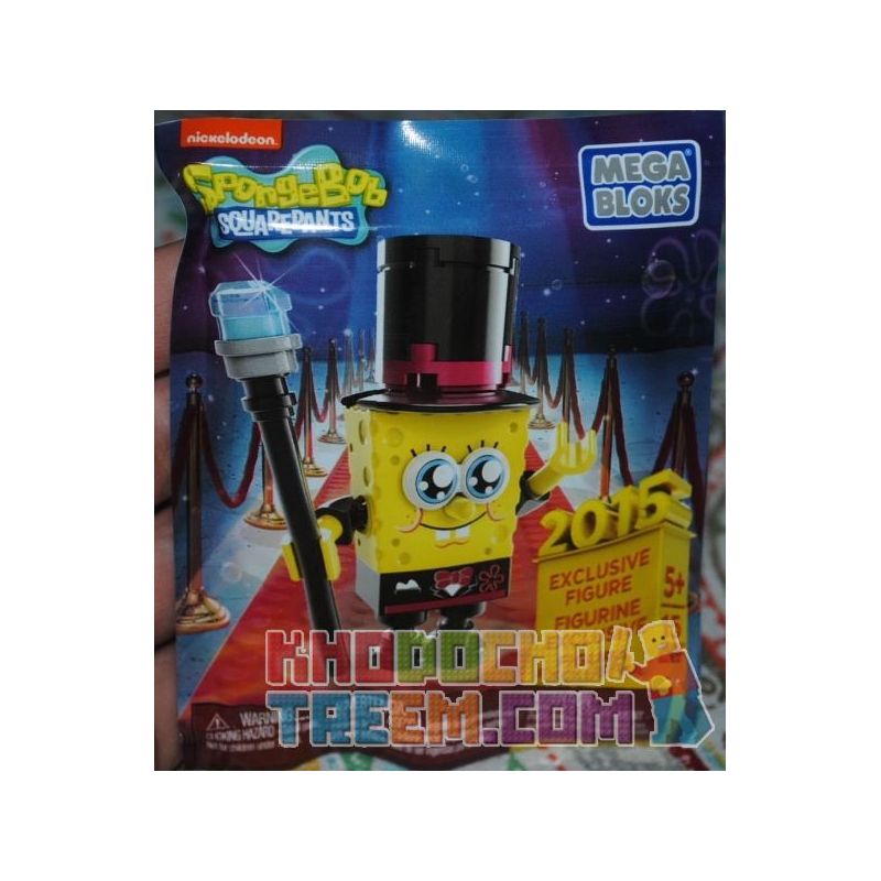 MEGA BLOKS CNP45 non  SDCC NYCC 2015 ĐỘC QUYỀN bộ đồ chơi xếp lắp ráp ghép mô hình Spongebob Squarepants SDCC/NYCC 2015 EXCLUSIVE Chú Bọt Biển Tinh Nghịch 15 khối