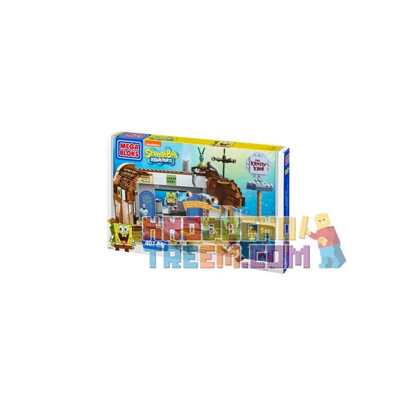 MEGA BLOKS 94613 CBH85 non  CUỘC TẤN CÔNG CỦA VUA LÂU ĐÀI CUA bộ đồ chơi xếp lắp ráp ghép mô hình Spongebob Squarepants KRUSTY KRAB ATTACK Chú Bọt Biển Tinh Nghịch 407 khối