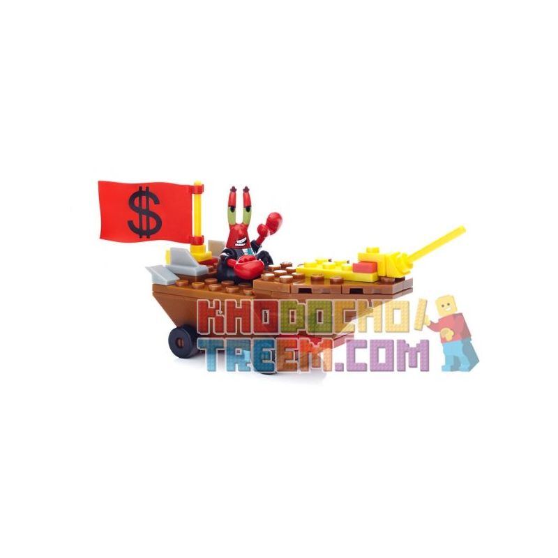 MEGA BLOKS CNP25 CNF31 non  CUA CHỦ CUỘC ĐUA bộ đồ chơi xếp lắp ráp ghép mô hình Spongebob Squarepants MR. KRABS RACER Chú Bọt Biển Tinh Nghịch 83 khối