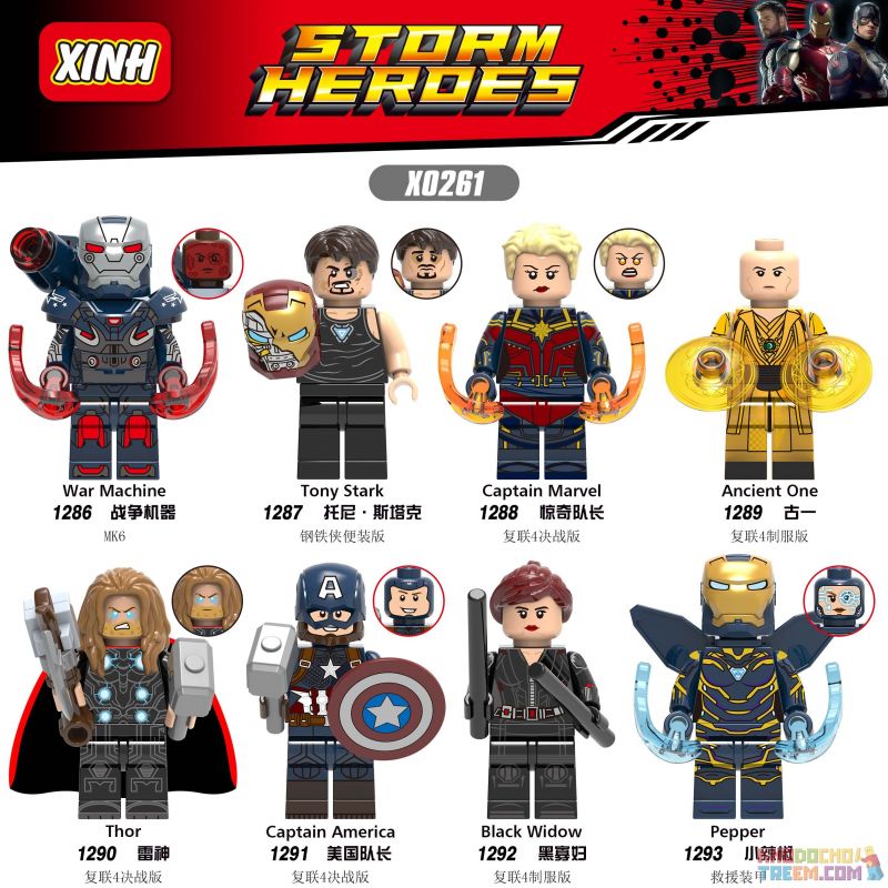 XINH X0261 0261 1286 1287 1288 1289 1290 1291 1292 1293 non  HÀNG TRĂM NGƯỜI 8 SIÊU ANH HÙNG bộ đồ chơi xếp lắp ráp ghép mô hình Marvel Super Heroes STORM HEROES Siêu Anh Hùng Marvel
