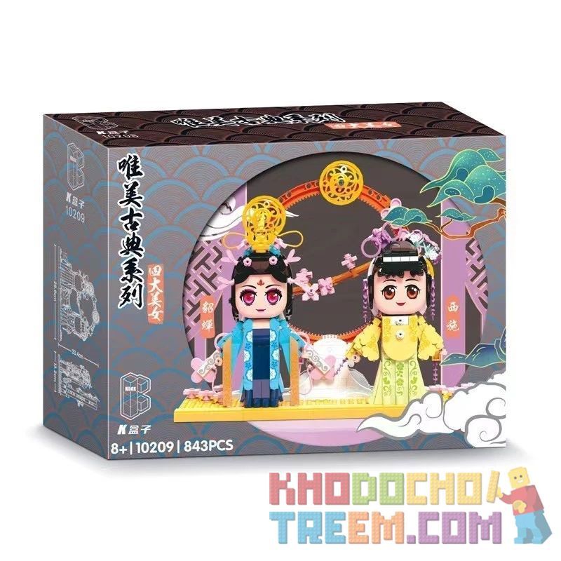 K BOX 10208 10209 non  BỐN PHỤ NỮ XINH ĐẸP 4 YANG YUHUAN WANG ZHAOJUN 貂 SHI bộ đồ chơi xếp lắp ráp ghép mô hình 1721 khối