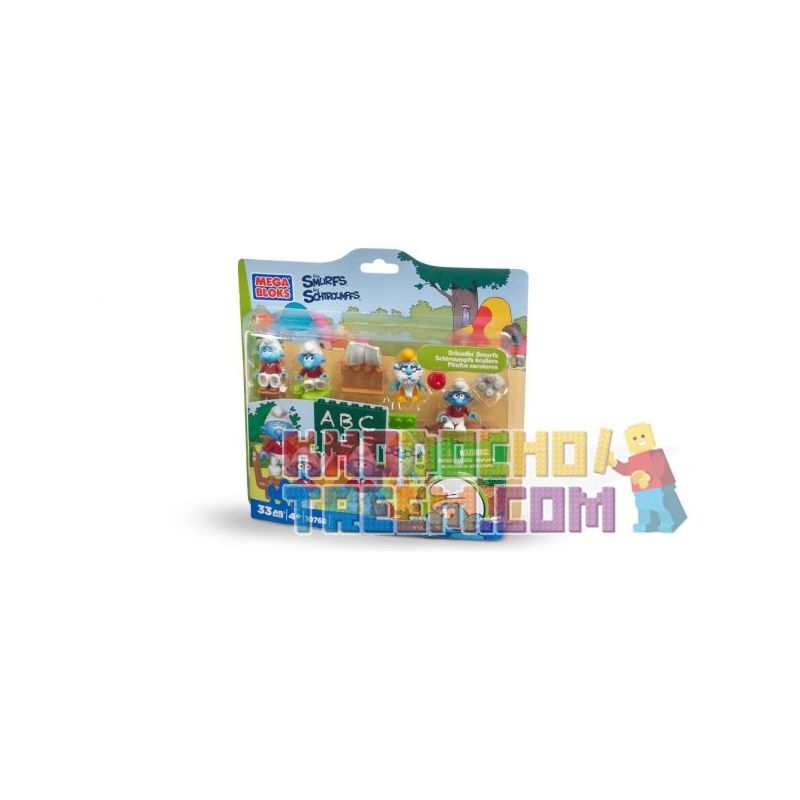 MEGA BLOKS 10768 non  TRƯỜNG CLOW BLUE bộ đồ chơi xếp lắp ráp ghép mô hình Movie & Game SCHOOLIN’ SMURFS Phim Và Trò Chơi 33 khối