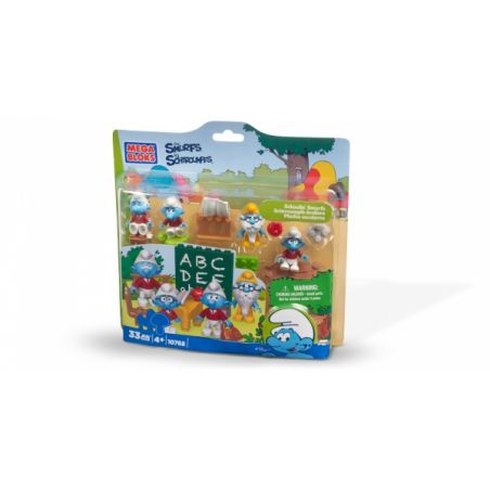 MEGA BLOKS 10768 non  TRƯỜNG CLOW BLUE bộ đồ chơi xếp lắp ráp ghép mô hình Movie & Game SCHOOLIN’ SMURFS Phim Và Trò Chơi 33 khối