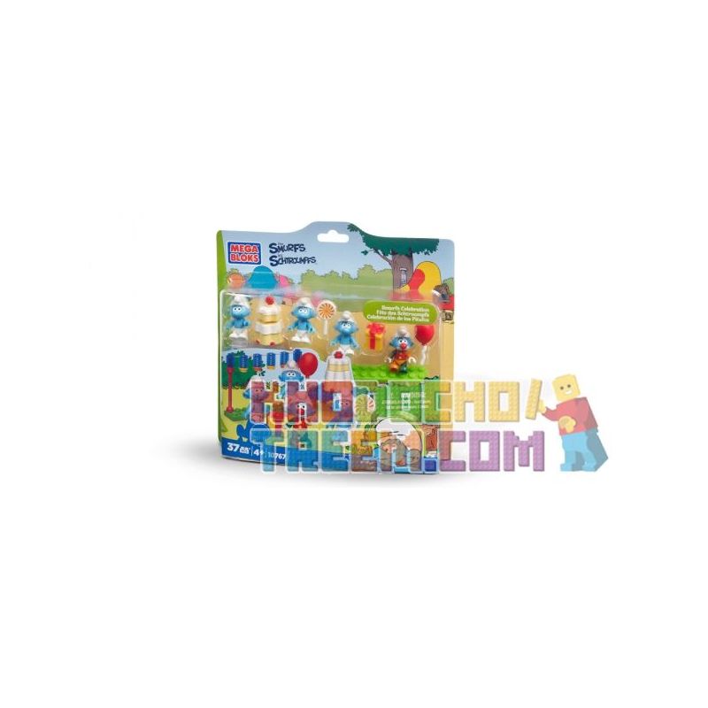 MEGA BLOKS 10767 non  KỶ NIỆM KẸO XANH bộ đồ chơi xếp lắp ráp ghép mô hình Movie & Game SMURFS CELEBRATION Phim Và Trò Chơi 37 khối