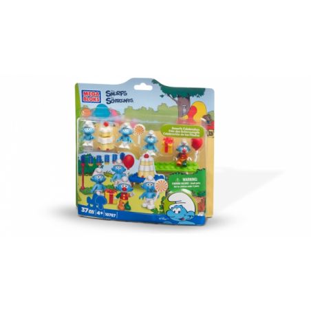 MEGA BLOKS 10767 non  KỶ NIỆM KẸO XANH bộ đồ chơi xếp lắp ráp ghép mô hình Movie & Game SMURFS CELEBRATION Phim Và Trò Chơi 37 khối