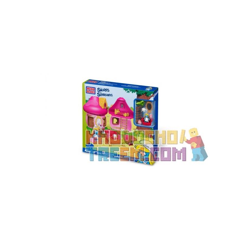 MEGA BLOKS 10751 non  NHÀ CỦA CHỊ GÁI bộ đồ chơi xếp lắp ráp ghép mô hình Movie & Game SMURFETTE'S HOUSE Phim Và Trò Chơi 47 khối