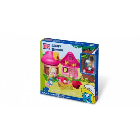MEGA BLOKS 10751 non  NHÀ CỦA CHỊ GÁI bộ đồ chơi xếp lắp ráp ghép mô hình Movie & Game SMURFETTE'S HOUSE Phim Và Trò Chơi 47 khối