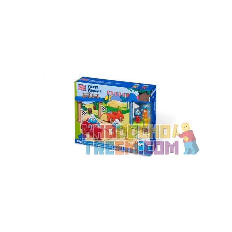 MEGA BLOKS 10745 non  BLUE SPIRIT CAR. bộ đồ chơi xếp lắp ráp ghép mô hình Movie & Game RACIN' SMURFS Phim Và Trò Chơi 29 khối