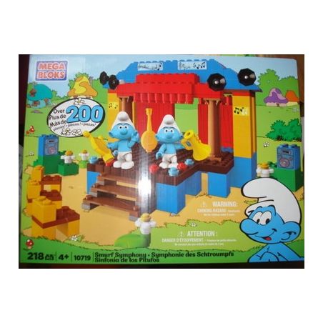 MEGA BLOKS 10719 non  BLUE SPIRIT SYMPHONY. bộ đồ chơi xếp lắp ráp ghép mô hình Trolls World Tour SMURF SYMPHONY Cuộc Lưu Diễn Của Các Chú Lùn 218 khối