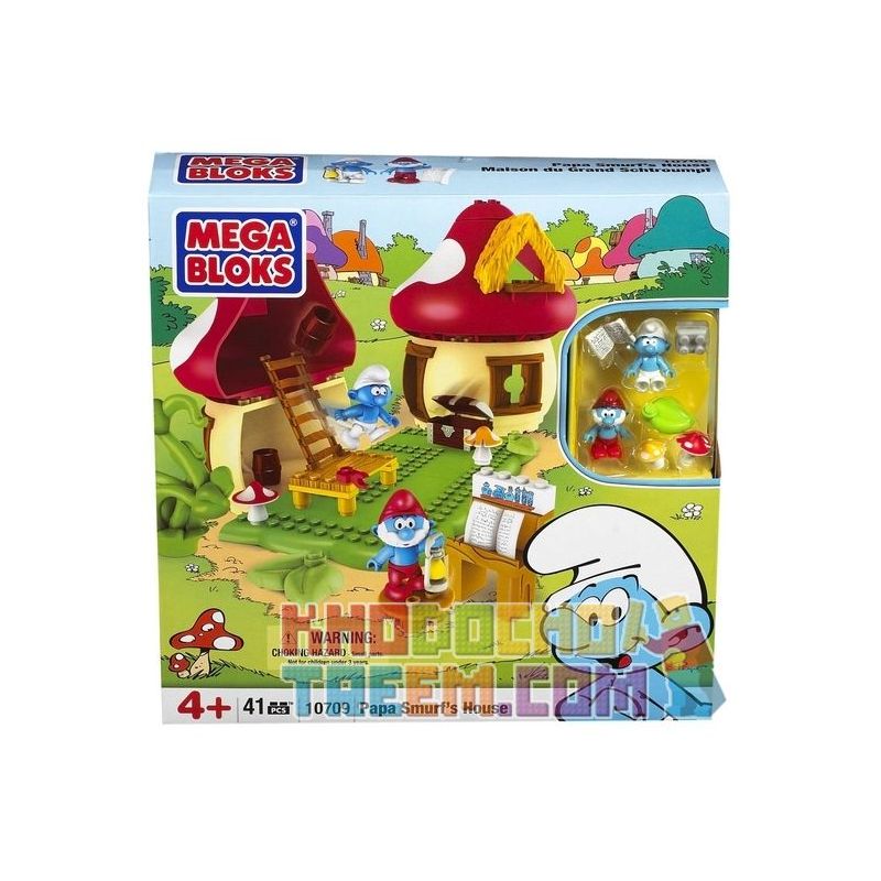 MEGA BLOKS 10709 non  BỐ XANH bộ đồ chơi xếp lắp ráp ghép mô hình Movie & Game PAPA SMURF Phim Và Trò Chơi 41 khối