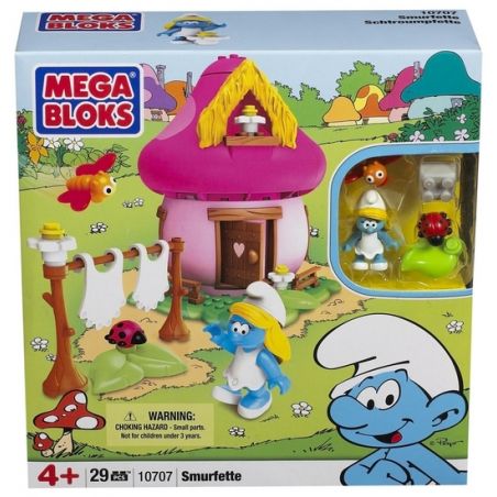 MEGA BLOKS 10707 non  EM GÁI MÀU XANH bộ đồ chơi xếp lắp ráp ghép mô hình Movie & Game SMURFETTE Phim Và Trò Chơi 29 khối