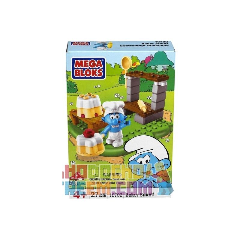MEGA BLOKS 10702 non  MÀU XANH TINH THẦN bộ đồ chơi xếp lắp ráp ghép mô hình Trolls World Tour BAKER SMURF Cuộc Lưu Diễn Của Các Chú Lùn 27 khối
