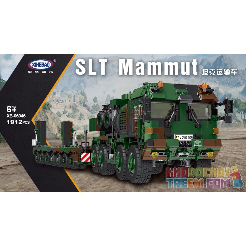 XINGBAO XB-06046 06046 XB06046 non  XE VẬN CHUYỂN TĂNG MAN HX-81 bộ đồ chơi xếp lắp ráp ghép mô hình Military Army SLT MAMMUT Quân Sự Bộ Đội 1912 khối
