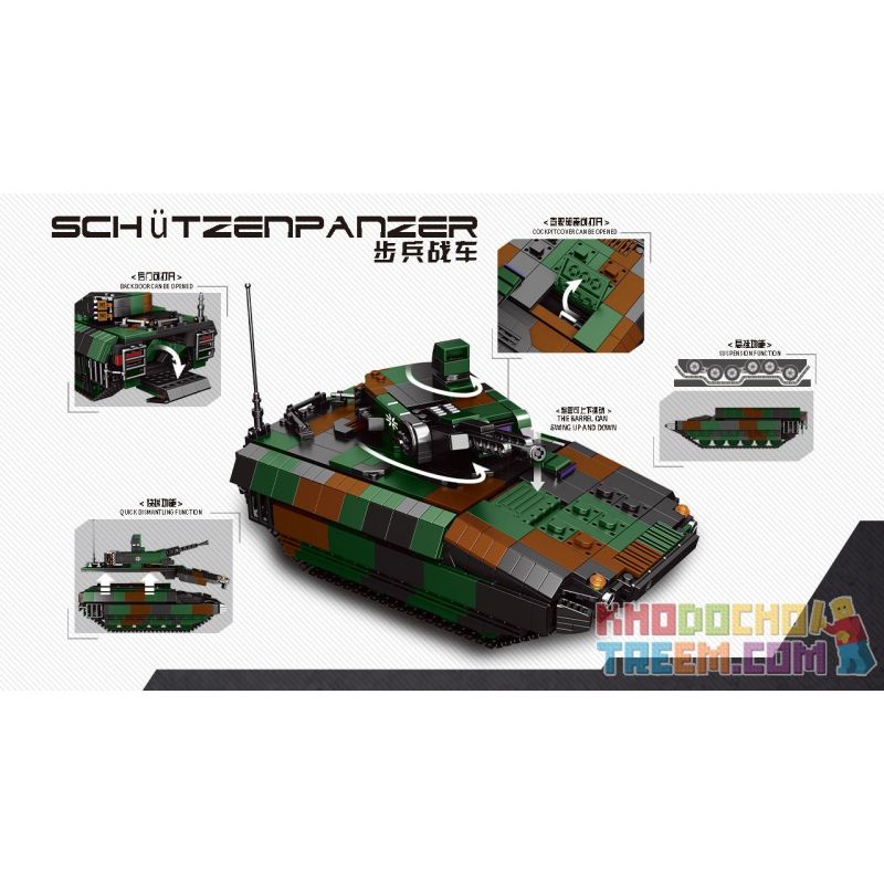 XINGBAO XB-06042 06042 XB06042 non  WEST ĐỨC WOLF BATTLE CAR 1:30 tỷ lệ 1:30 bộ đồ chơi xếp lắp ráp ghép mô hình Military Army SCHUTZENPANZER Quân Sự Bộ Đội 1238 khối