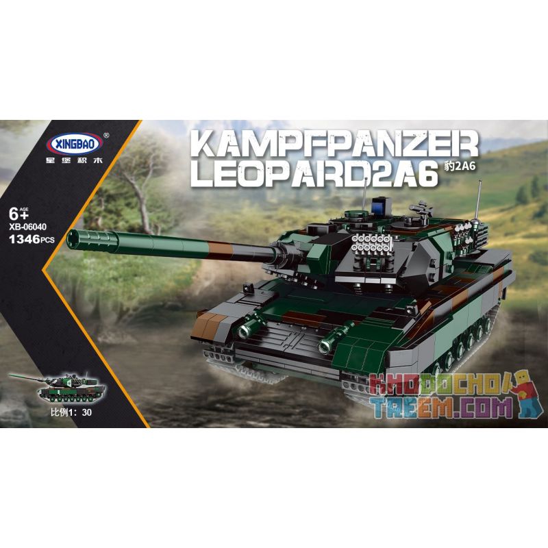 XINGBAO XB-06040 06040 XB06040 non  XE TĂNG CHIẾN ĐẤU CHÍNH CỦA ĐỨC LEOPARD 2A6 1:30 tỷ lệ 1:30 bộ đồ chơi xếp lắp ráp ghép mô hình Military Army KAMPFPANZER LEOPARD 2A6 Quân Sự Bộ Đội 1346 khối