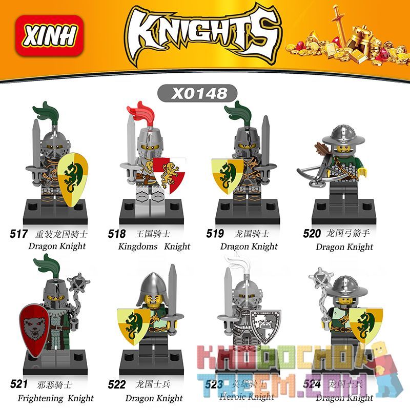 XINH X0148 0148 517 518 519 520 521 522 523 524 non  HÀNG TRĂM NGƯỜI 8 HIỆP SĨ bộ đồ chơi xếp lắp ráp ghép mô hình Medieval Castle KNIGHTS Chiến Tranh Trung Cổ