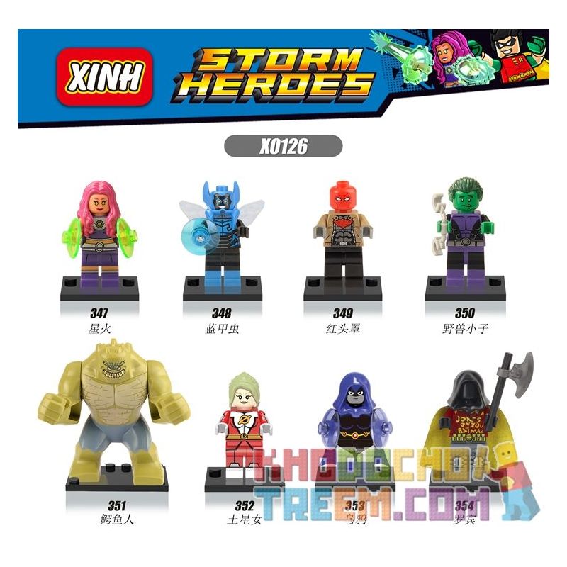 XINH X0126 0126 347 348 349 350 351 352 353 354 non  HÀNG TRĂM NGƯỜI 8 SIÊU ANH HÙNG bộ đồ chơi xếp lắp ráp ghép mô hình Dc Comics Super Heroes STORM HEROES Siêu Anh Hùng Dc