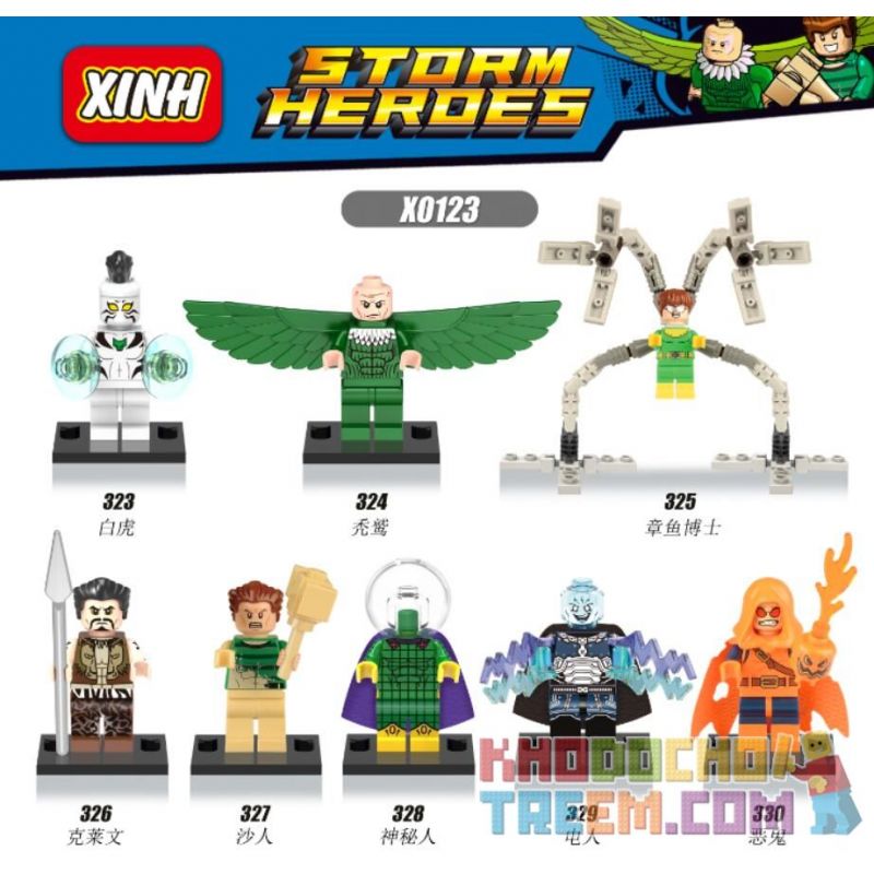 XINH X0123 0123 323 324 325 326 327 328 329 330 non  HÀNG TRĂM NGƯỜI 8 NHỆN bộ đồ chơi xếp lắp ráp ghép mô hình Spider-Man STORM HEROES Người Nhện