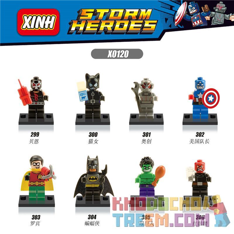 XINH X0120 0120 299 300 301 302 303 304 305 306 non  HÀNG TRĂM NGƯỜI 8 SIÊU ANH HÙNG bộ đồ chơi xếp lắp ráp ghép mô hình Super Heroes STORM HEROES Siêu Nhân Anh Hùng