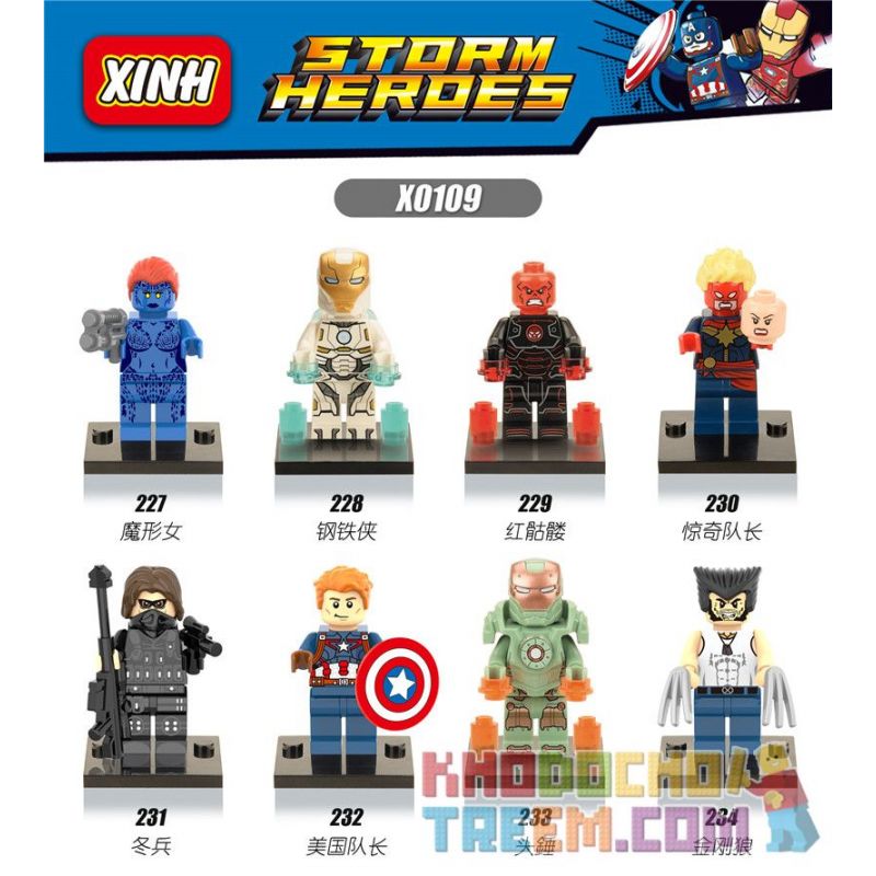 XINH X0109 0109 227 228 229 230 231 232 233 234 non  HÀNG TRĂM NGƯỜI 8 SIÊU ANH HÙNG bộ đồ chơi xếp lắp ráp ghép mô hình Marvel Super Heroes STORM HEROES Siêu Anh Hùng Marvel