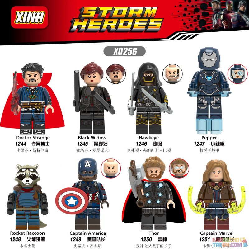 XINH 1244 1245 1246 1247 1248 1249 1250 1251 X0256 0256 non  HÀNG TRĂM NGƯỜI 8 AVENGERS 4 bộ đồ chơi xếp lắp ráp ghép mô hình Marvel Super Heroes STORM HEROES Siêu Anh Hùng Marvel