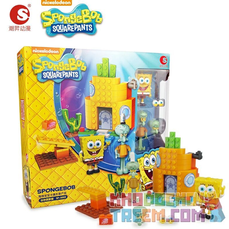 CHAOSHENG SP-S002 S002 SPS002 non  NHÀ DỨA MINI bộ đồ chơi xếp lắp ráp ghép mô hình Spongebob Squarepants SPONGE BOB SQUARE PANTS Chú Bọt Biển Tinh Nghịch